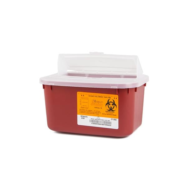 Sharps Container 4qt Red/Black 10x5x7" Horizontal Drop Polypropylene Ea