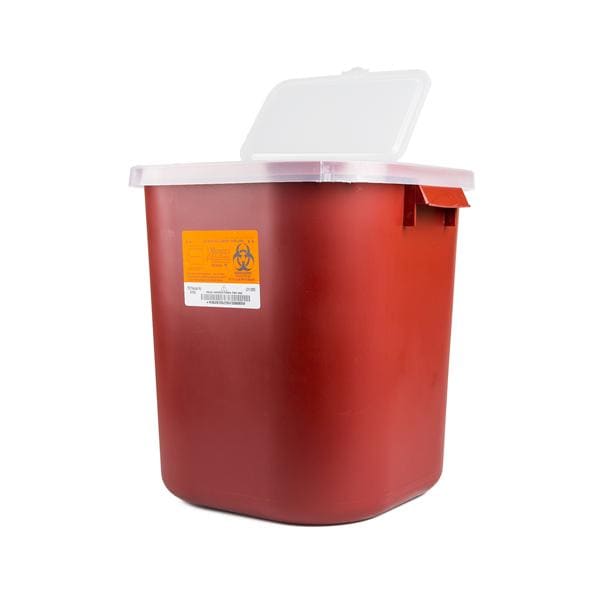 Sharps Container 8gal Red 13-3/4x14x13-3/4" Horizontal Drop Polypropylene Ea
