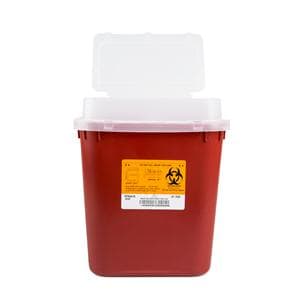 Sharps Container 2gal Red/Black 10x11-1/4x7" Tortuous Path Lid Polypropylene Ea