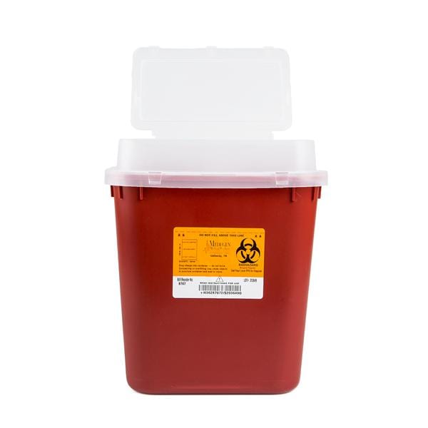 Sharps Container 2gal Red/Black 10x11-1/4x7" Tortuous Path Lid Polypropylene Ea