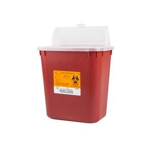 Sharps Container 8qt Red/Black 10x9-1/2x7" Horizontal Drop Polypropylene EA