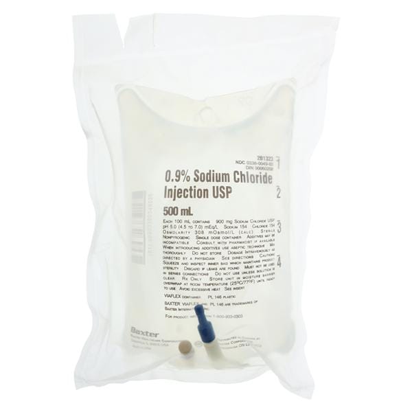 Viaflex IV Injection Solution Sodium Chloride 0.9% 500mL Plastic Container Ea