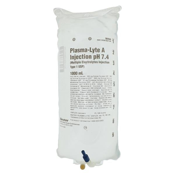 Plasma-Lyte A Injection pH 7.4 Bag 1000mL 14/Ca