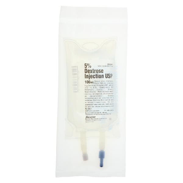 IV Injection Solution Dextrose 5%/Water 100mL Viaflex Plastic Container Ea