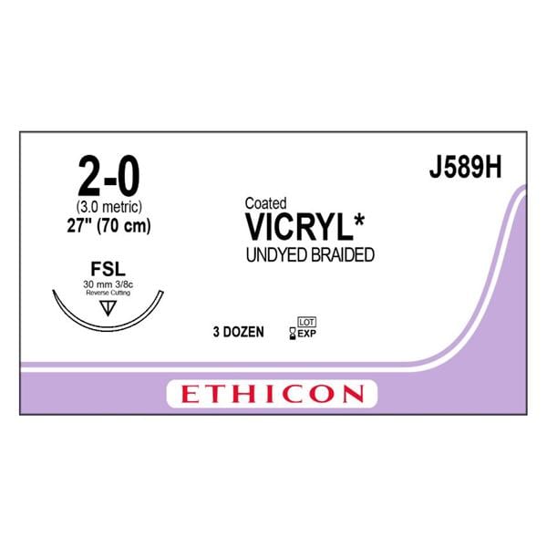 Vicryl Suture 2-0 27" Polyglactin 910 Braid FSL Violet 36/Bx