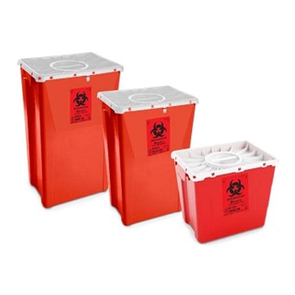 Sharps Container 18gal Red 13x17-5/16x24-5/8" Horizontal Drop Polyethylene 7/Ca