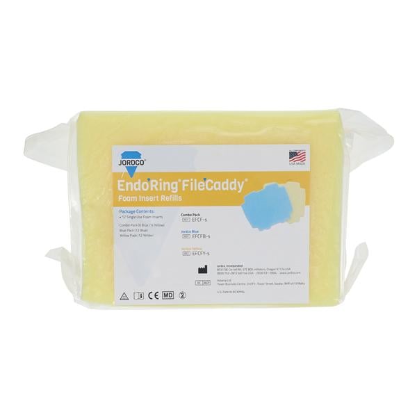 Endoring File Caddy Foam Insert Yellow 12/Pk