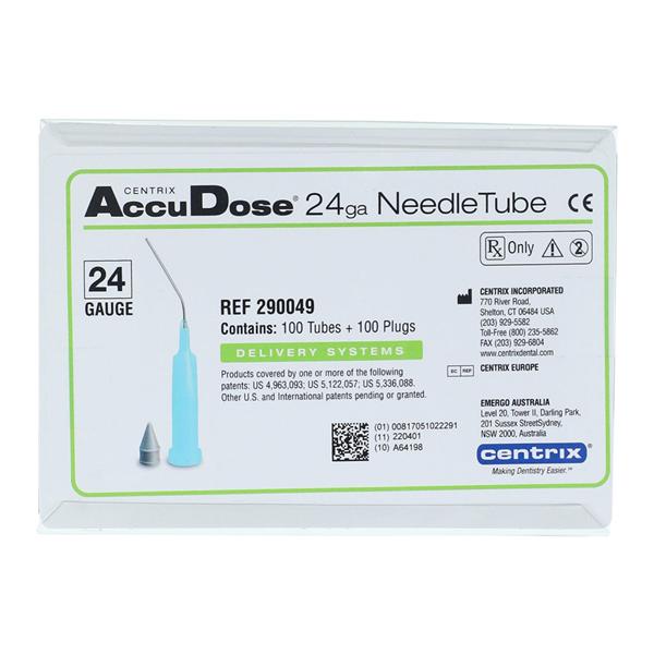 AccuDose NeedleTube Bendable Needle Tube & Plug Aqua 100/Pk