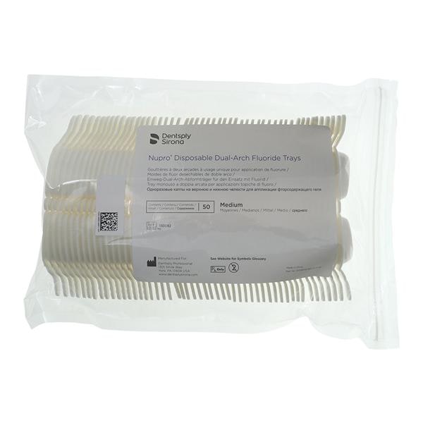 NUPRO Dual Arch Fluoride Trays Foam Medium White Disposable 50/Bg