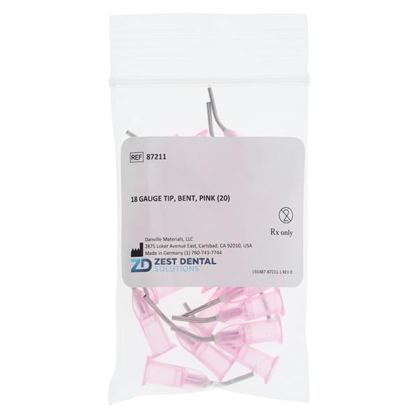 Aria Prebent Needle Tips Pink 18 Gauge 20/Pk