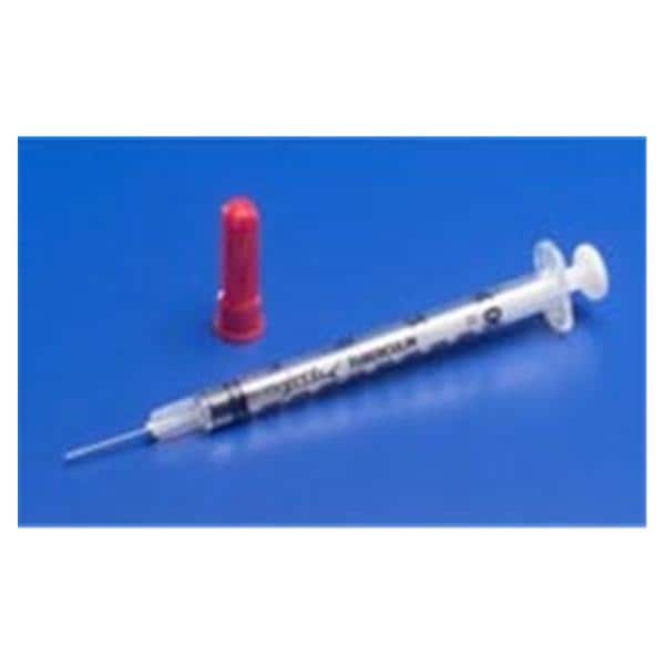 Monoject TB Syringe/Needle 25gx5/8" 1cc Red Prm Atch Ndl Cnvntnl LDS 100/Bx, 5 BX/CA