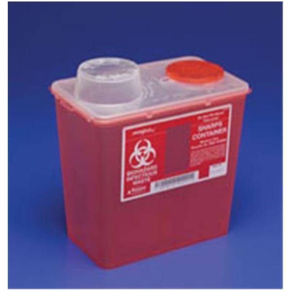 Sharps Container 8qt Translucent Red 10.56x6.75x10.89" Vertical Drop Plastic Ea