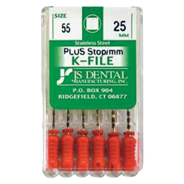 K-File Plus 25 mm Size 55 Stainless Steel Red 6/Bx