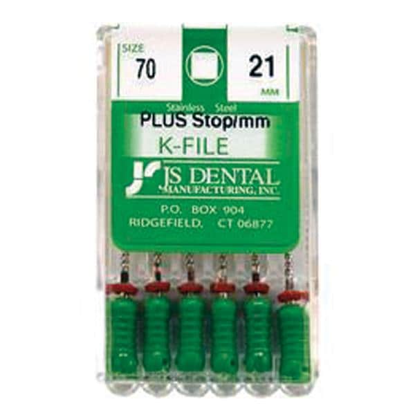 Hand K-File Plus 21 mm Size 70 Stainless Steel Green 6/Bx