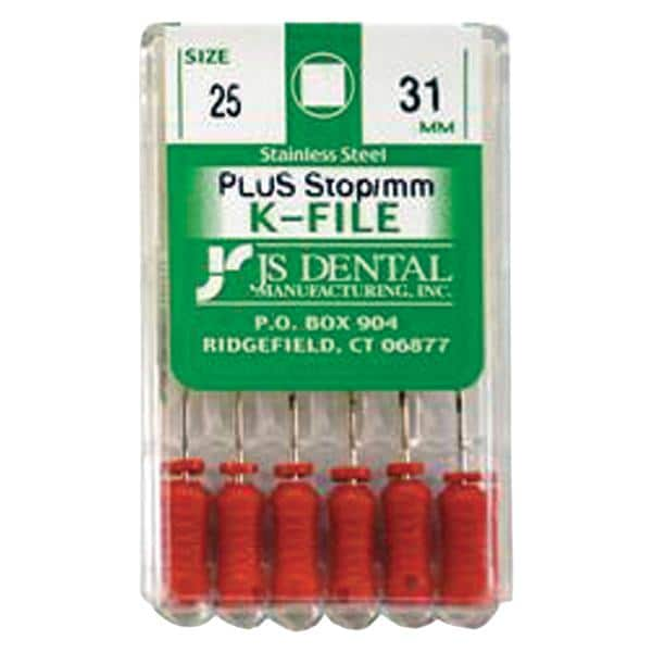 K-File Plus 31 mm Size 25 Stainless Steel Red 6/Bx