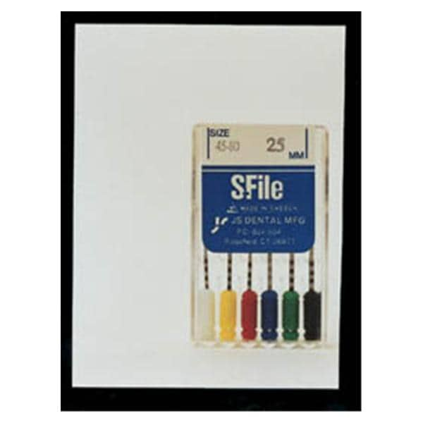 S-File Hand File 21 mm Size 15-40 Stainless Steel Assorted 6/Pk