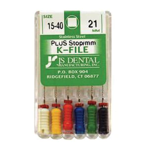 K-File Plus 21 mm Size 15-40 Stainless Steel Assorted Assorted 6/Bx