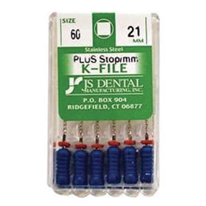 Hand K-File Plus 21 mm Size 60 Stainless Steel Blue 6/Bx