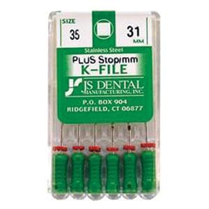 K-File Plus 31 mm Size 35 Stainless Steel Green 6/Bx