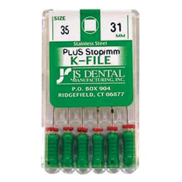 K-File Plus 31 mm Size 35 Stainless Steel Green 6/Bx