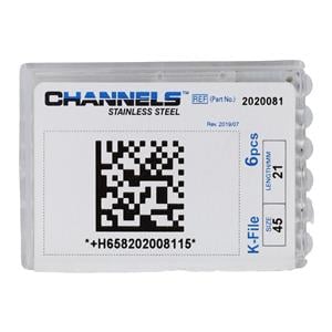 Channels Hand K-File 21 mm Size 45 Stainless Steel White 6/Pk