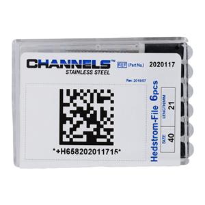 Channels Hand Hedstrom Files 21 mm Size 40 Stainless Steel Black 6/Pk
