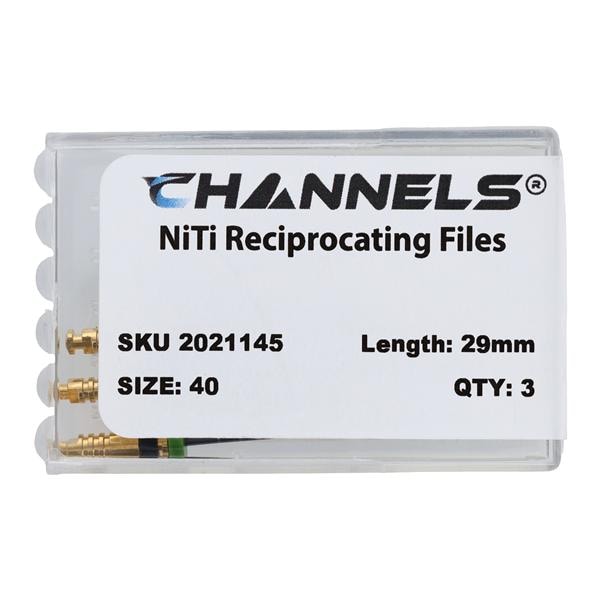 Channels RF Reciprocating Endo File 29 mm Size 40.06 Nickel Titanium Black 3/Pk