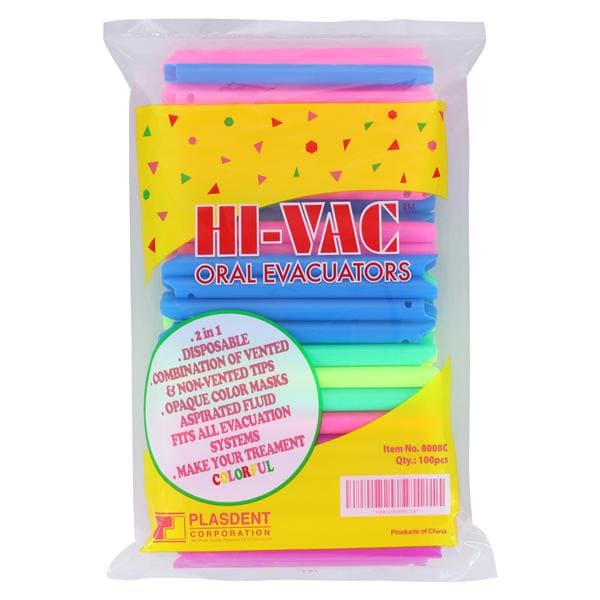 Hi-Vac Oral Evacuator Tip Vented Multicolor 100/Pk