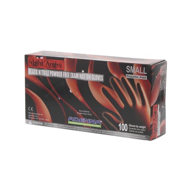 Night Angel Nitrile Exam Gloves Small Black Non-Sterile