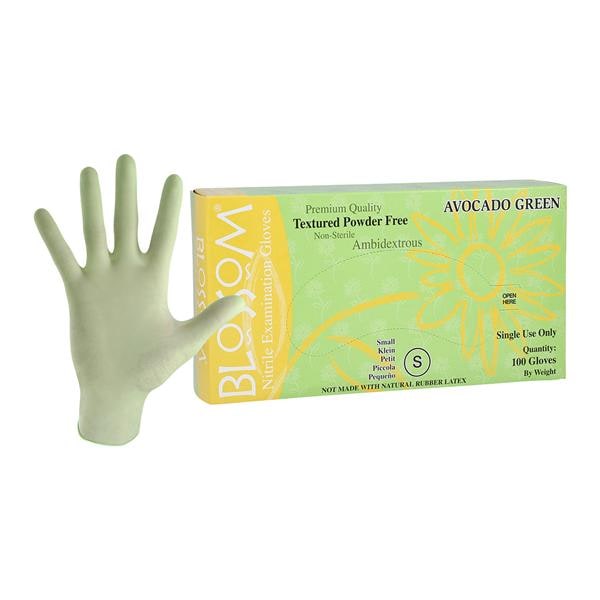 Blossom Nitrile Exam Gloves Small Avocado Green Non-Sterile, 10 BX/CA