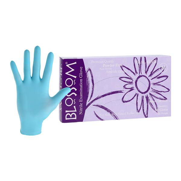 Blossom Nitrile Exam Gloves Medium Teal Blue Non-Sterile