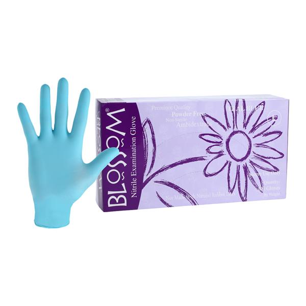 Blossom Nitrile Exam Gloves Large Teal Blue Non-Sterile