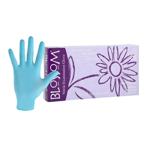 Blossom Nitrile Exam Gloves X-Large Teal Blue Non-Sterile