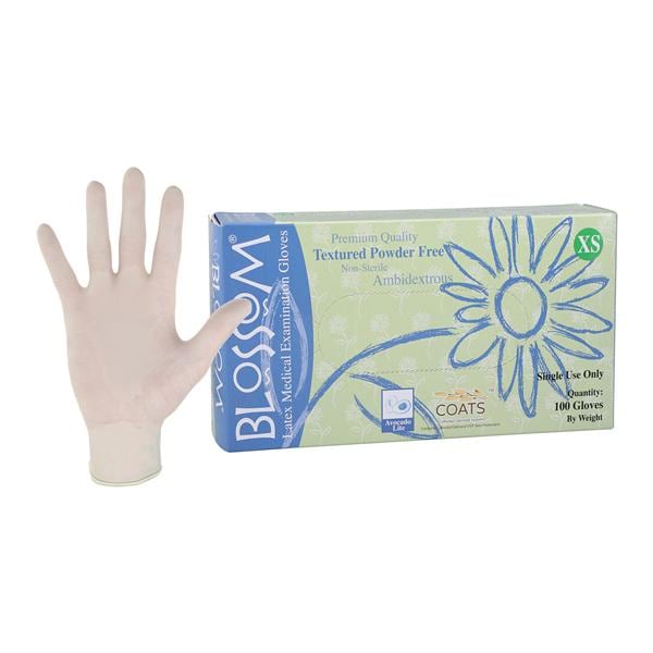 Blossom COATS Latex Exam Gloves X-Small Light Green Non-Sterile
