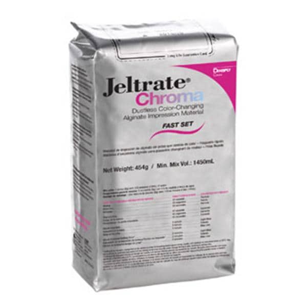 Jeltrate Chroma Dust Free Alginate 454 Gm Pouch Package Fast Set 1Lb/Ea