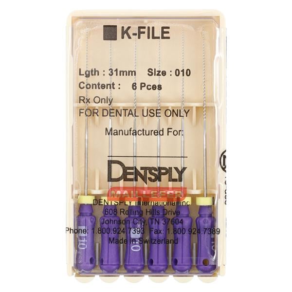 Hand K-File 31 mm Size 10 Stainless Steel Purple 6/Pk