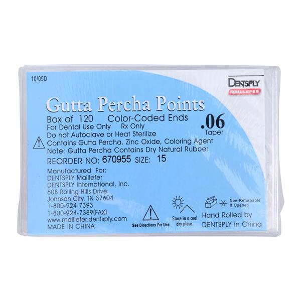 Tapered Hand Rolled Gutta Percha Points Size 15 White 120/Bx