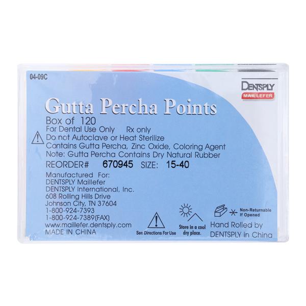 Hand Rolled Gutta Percha Points Size 15-40 Assorted 6Vls/Bx