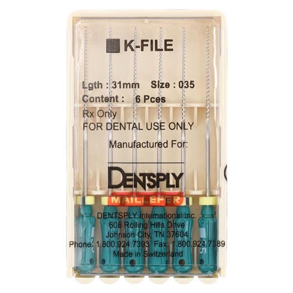 Hand K-File 31 mm Size 35 Stainless Steel Green 6/Pk