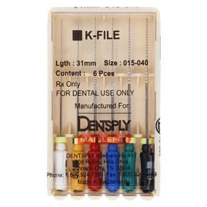 Hand K-File 31 mm Size 15-40 Stainless Steel Assorted 6/Pk