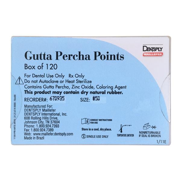 Hand Rolled Gutta Percha Points Size 50 Yellow 6Vls/Bx