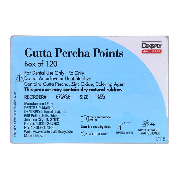 Hand Rolled Gutta Percha Points Size 55 Red 6Vls/Bx