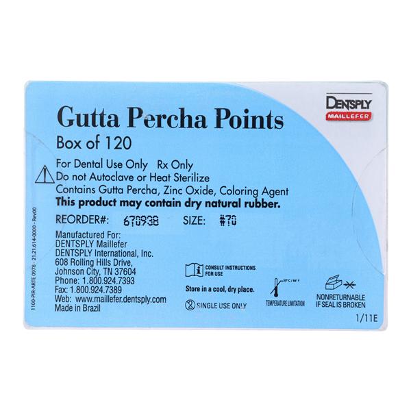 Hand Rolled Gutta Percha Points Size 70 Green 6Vls/Bx