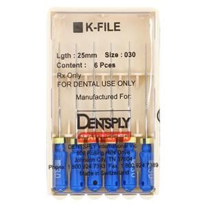 Hand K-File 25 mm Size 30 Stainless Steel Blue 6/Pk