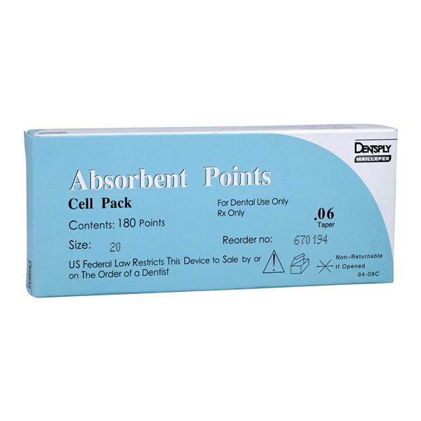 Absorbent Points Size 20 0.06 Yellow 180/Bx