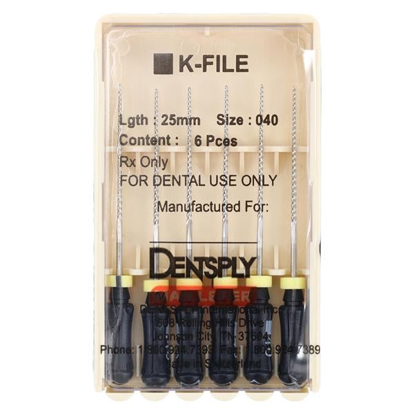 Hand K-File 25 mm Size 40 Stainless Steel Black 6/Pk