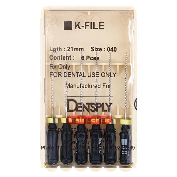 Hand K-File 21 mm Size 40 Stainless Steel Black 6/Pk