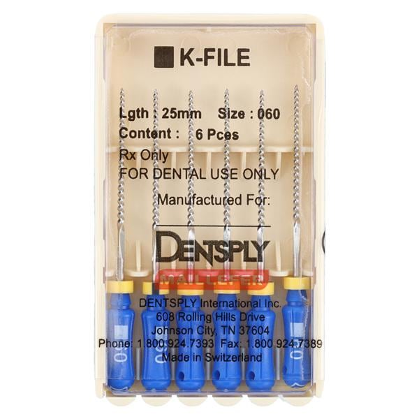 Hand K-File 25 mm Size 60 Stainless Steel Blue 6/Pk