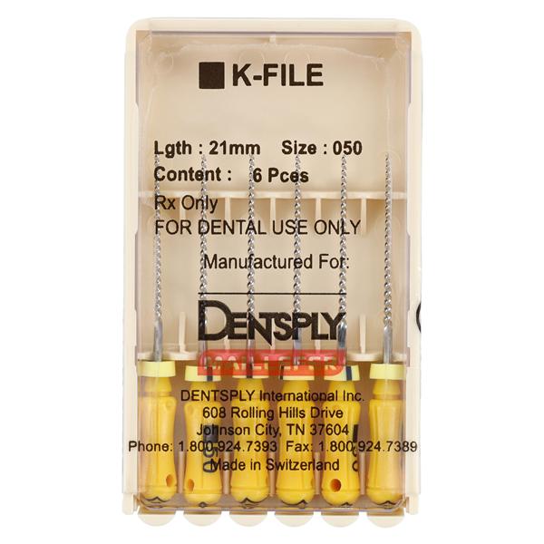 Hand K-File 21 mm Size 50 Stainless Steel Yellow 6/Pk