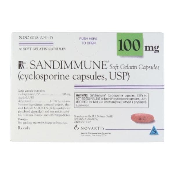 Sandimmune Capsules 100mg Bottle 30/Bottle